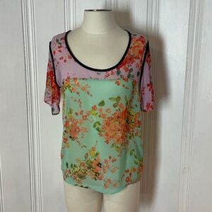 Collective Concepts sheer Multicolor Floral Blouse